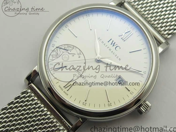 MIROTIME 0414 Portofino Automatic SS MKF 1:1 Best Edition White Dial On SS Mesh Bracelet A2892 V TechFriendly 7205